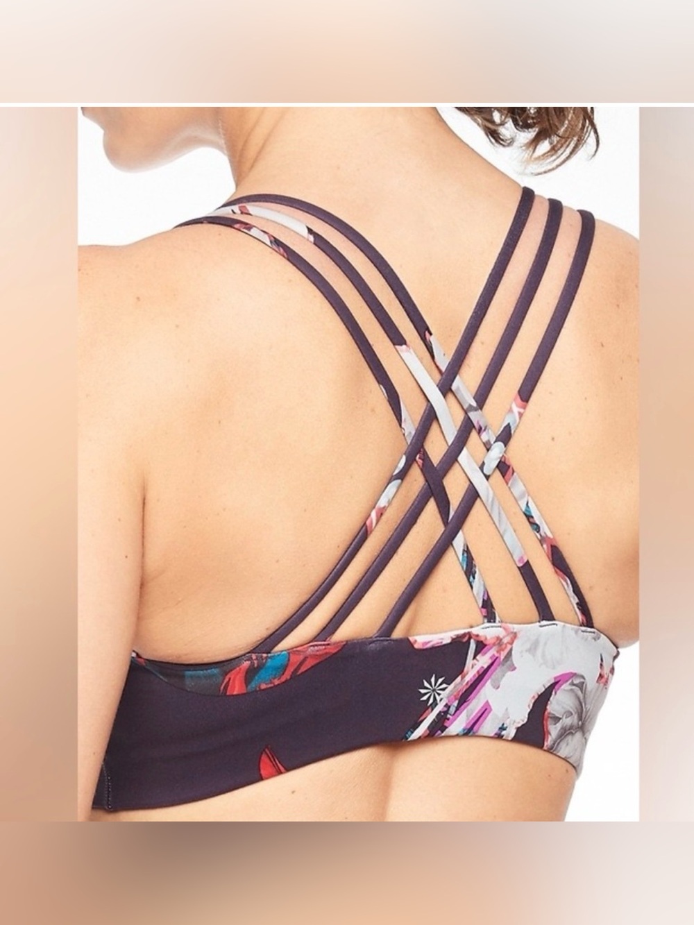 Athleta Hyper Focused Purple Floral Sports Bra